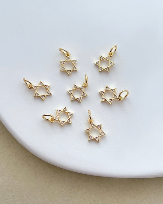 14K Gold Filled Zircon Star of David Charms