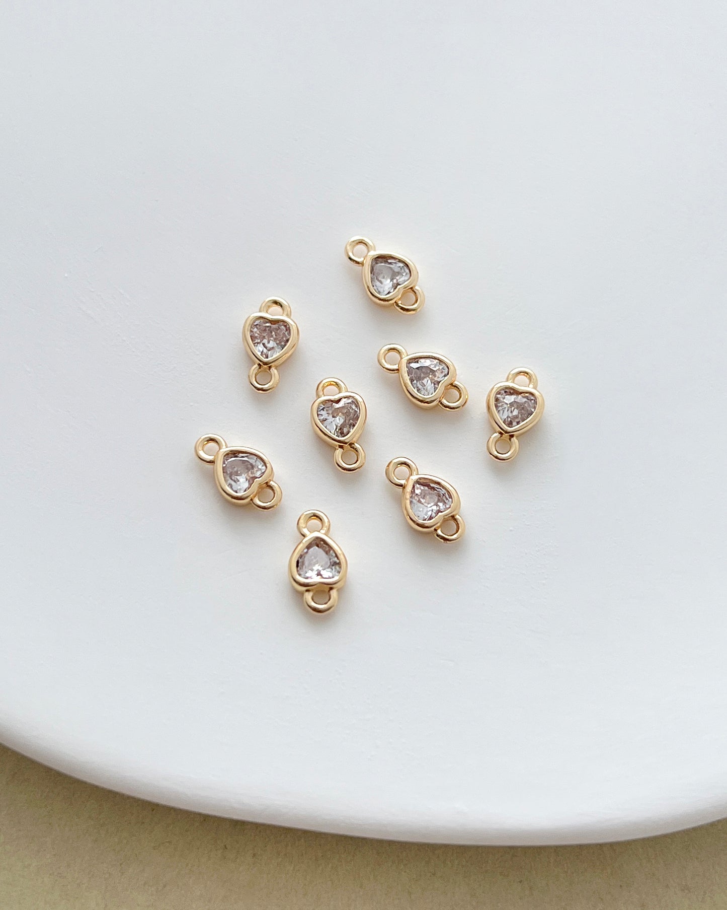 14K Gold Filled Heart Zircon Connectors