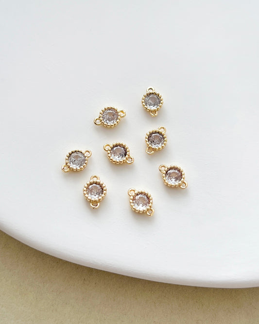 14K Gold Filled Round Solitaire Zircon Connectors