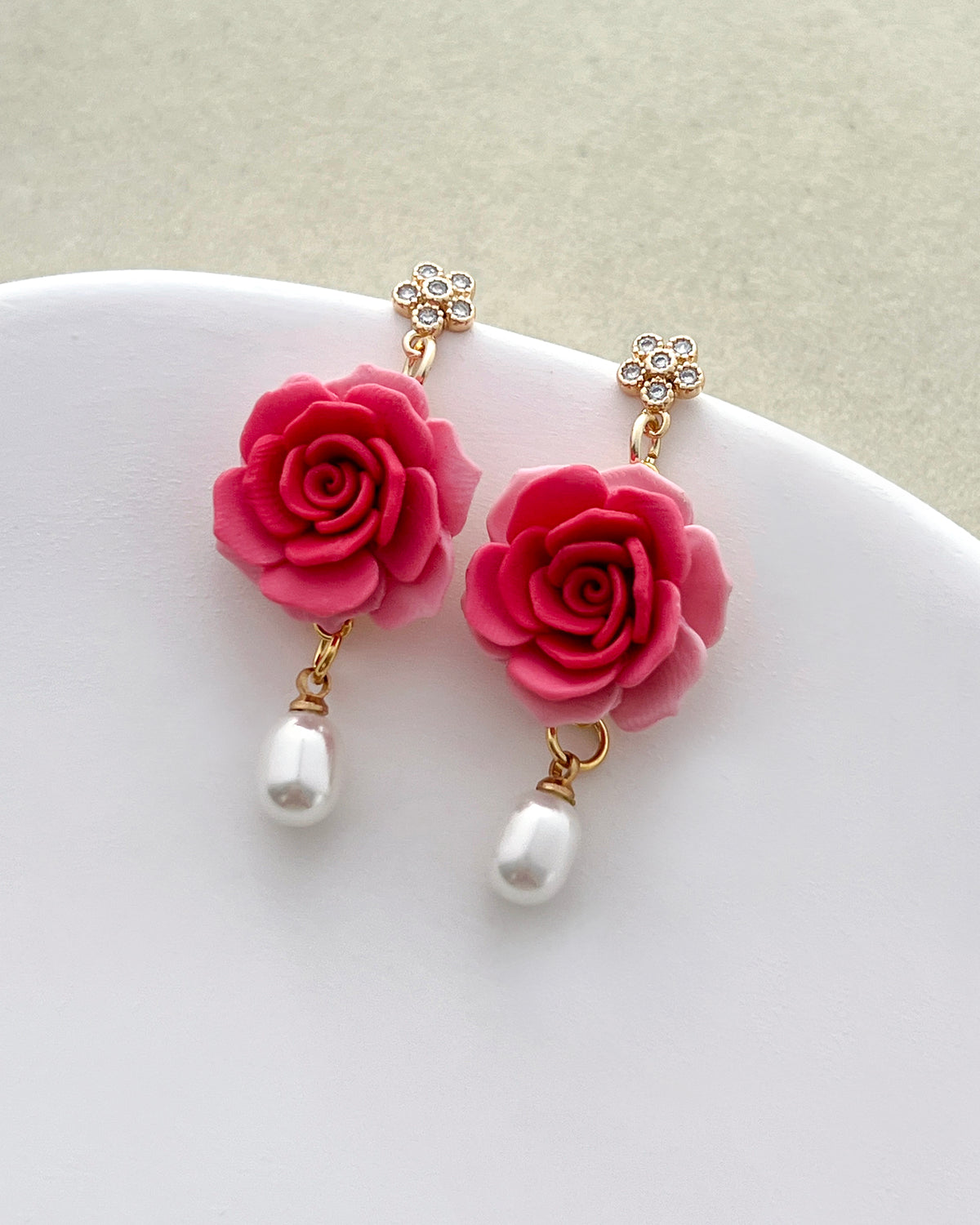 14K Gold Filled Zircon Flower Earring Posts with Loop