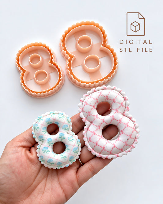 Scalloped Numbers Polymer Clay Cutter STL Files | Individual Number