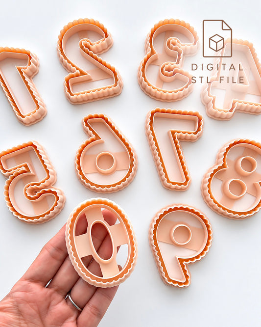 Scalloped Numbers Polymer Clay Cutter STL Files | Individual Number