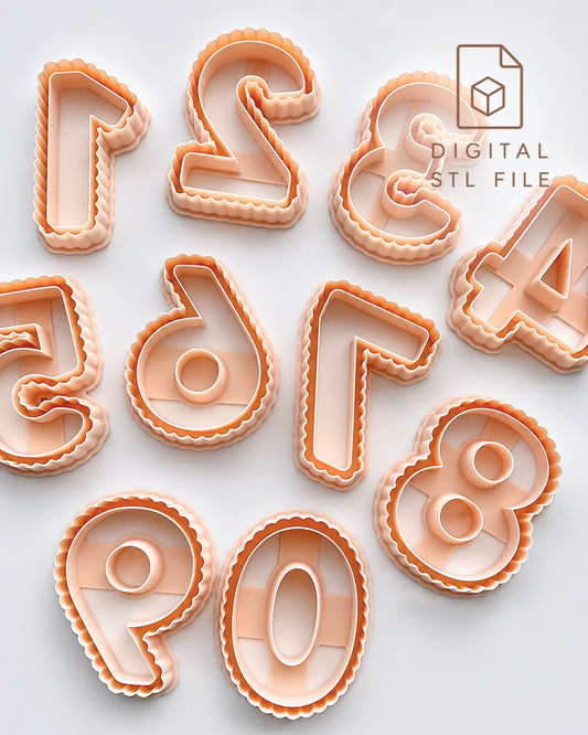 Scalloped Numbers Polymer Clay Cutter STL Files | Full 0-9 Set