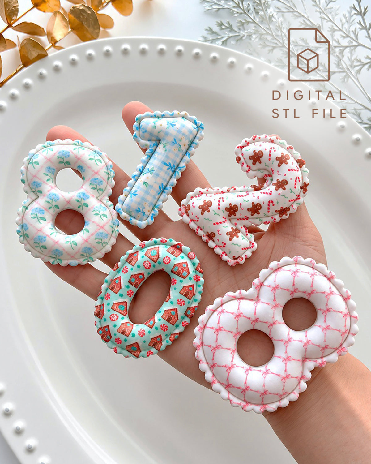 Scalloped Numbers Polymer Clay Cutter STL Files | Full 0-9 Set