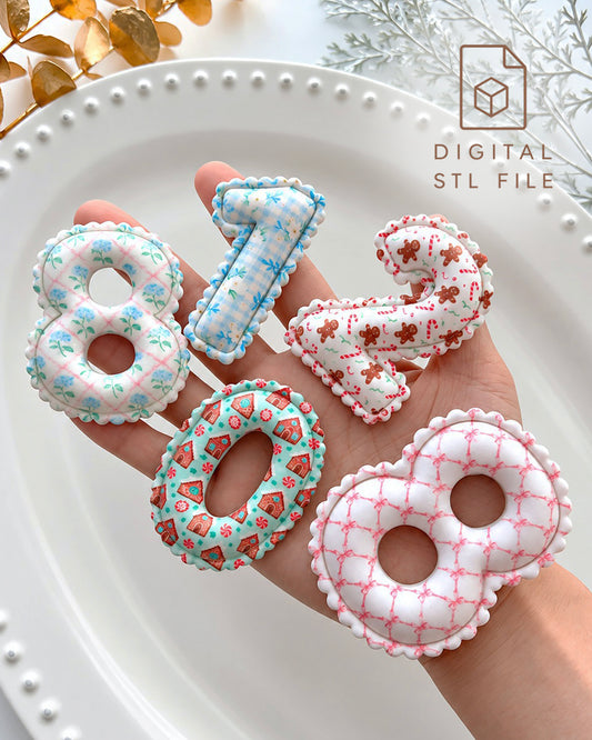 Scalloped Numbers Polymer Clay Cutter STL Files | Full 0-9 Set
