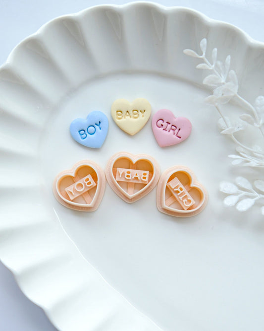 Conversation Heart Polymer Clay Cutters | Baby Shower Clay Cutters | Clay Earring Cutter | Baby Clay Cutters