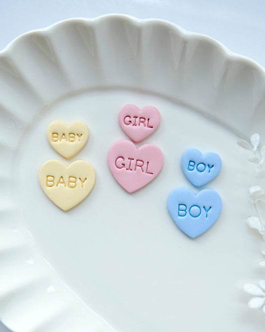 Conversation Heart Polymer Clay Cutters | Baby Shower Clay Cutters | Clay Earring Cutter | Baby Clay Cutters