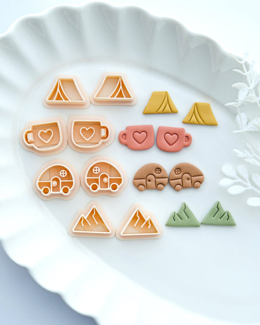 Camping Clay Cutters | Summer Polymer Clay Cutters | Cute Stud Earring Cutters | 3D Printed Cutter | Jewelry Making