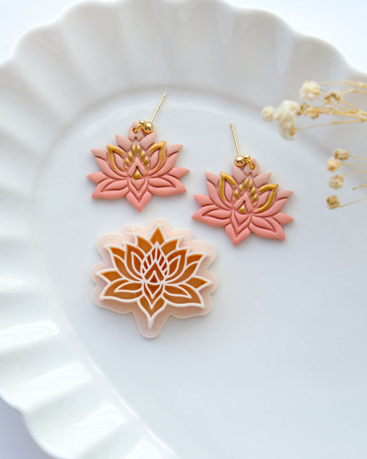 Boho Lotus Polymer Clay Cutter | Spring Clay Cutter | Clay Earring Cutter | 3d Printed Cutter
