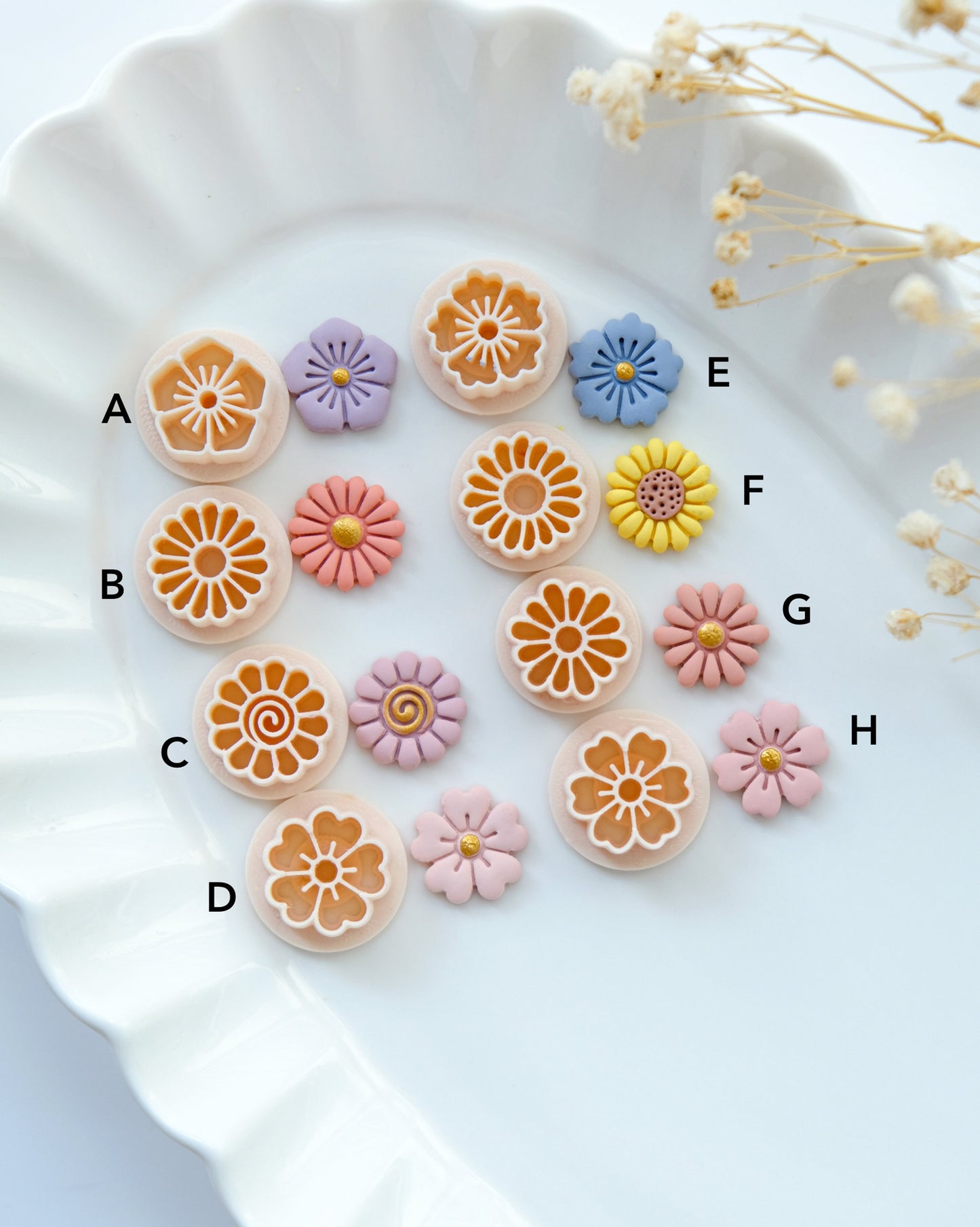Summer Flower Stud Polymer Clay Cutters | Spring Clay Cutters | Flower Cutters for Earring Making | 3d Printed Cutter | Clay Tools