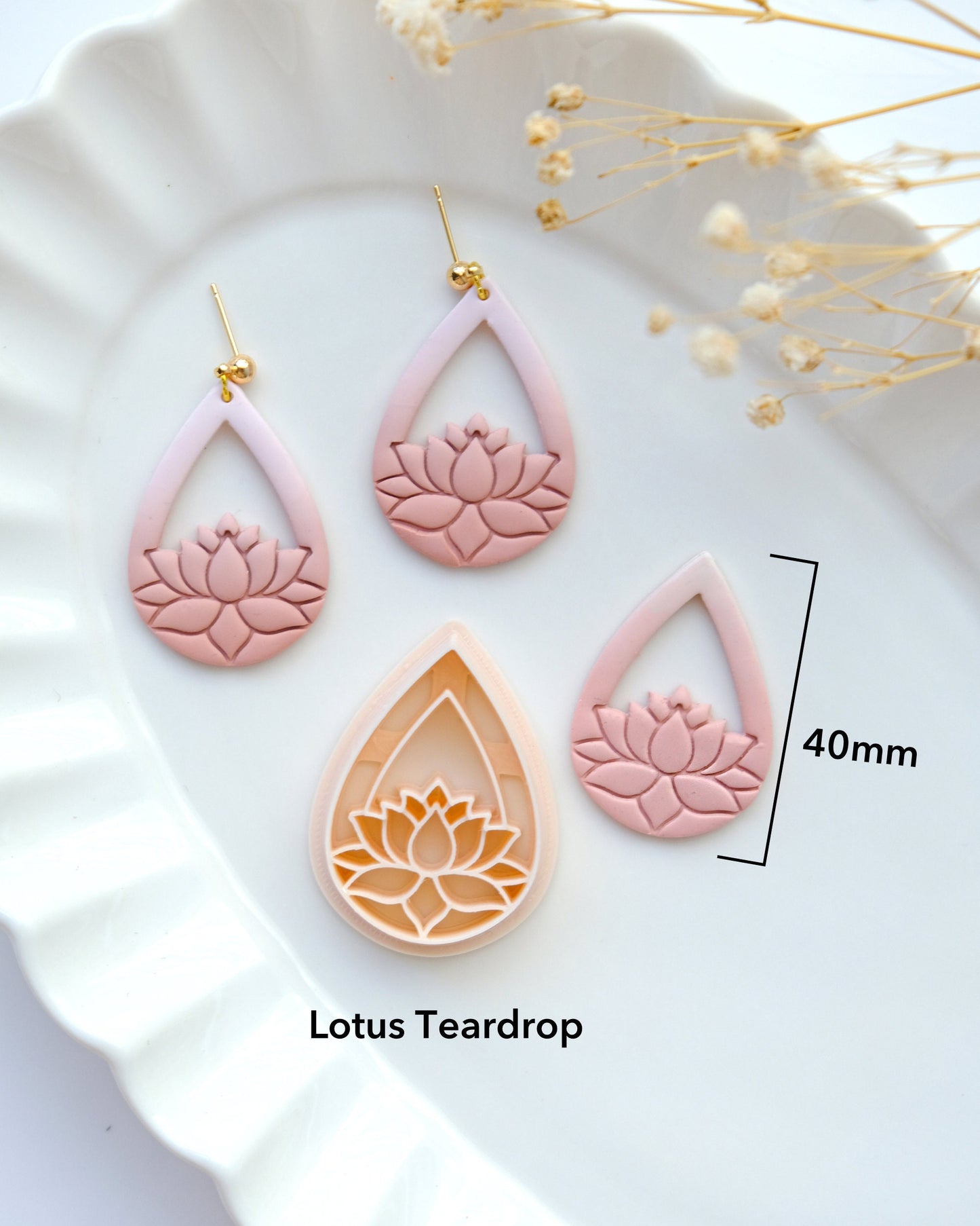 Lotus Teardrop Polymer Clay Cutters | Boho Clay Cutter | Spring Clay Cutter | Clay Earring Cutter | 3d Printed Cutters