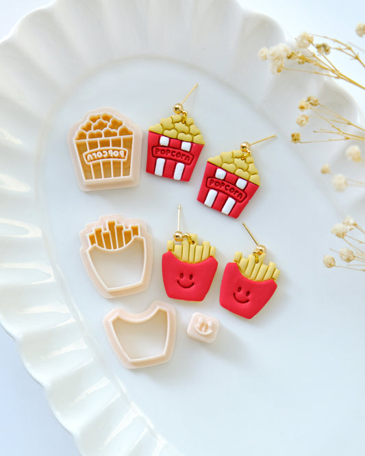 Cute Food Polymer Clay Cutters | Summer Clay Cutters | Clay Earring Cutters | Polymer Clay Earring Cutter | Popcorn Fries