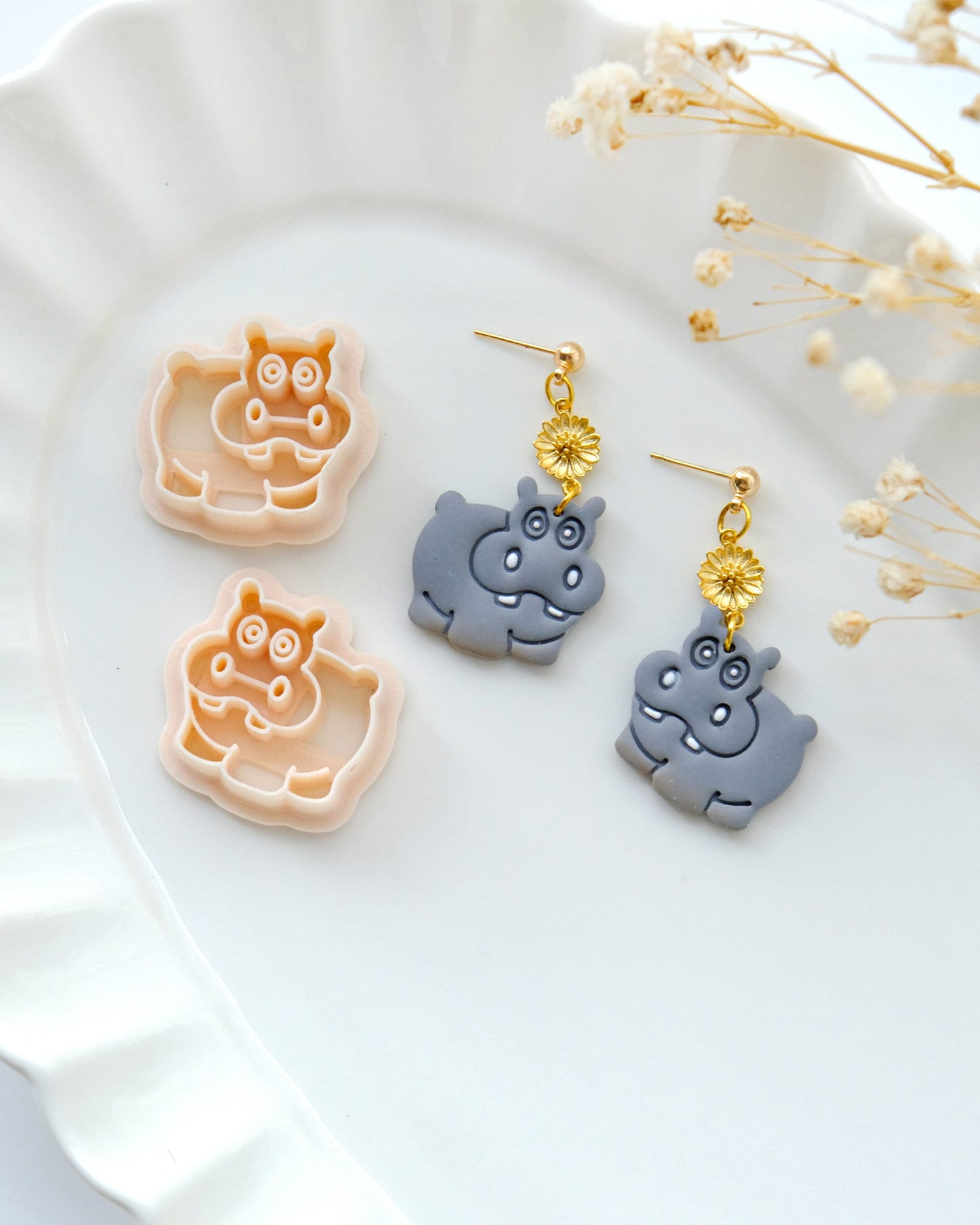 Hippo Polymer Clay Cutters | Summer Animal Clay Earring Cutters