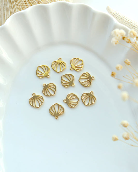 14K Gold Plated Seashell Earring Charms