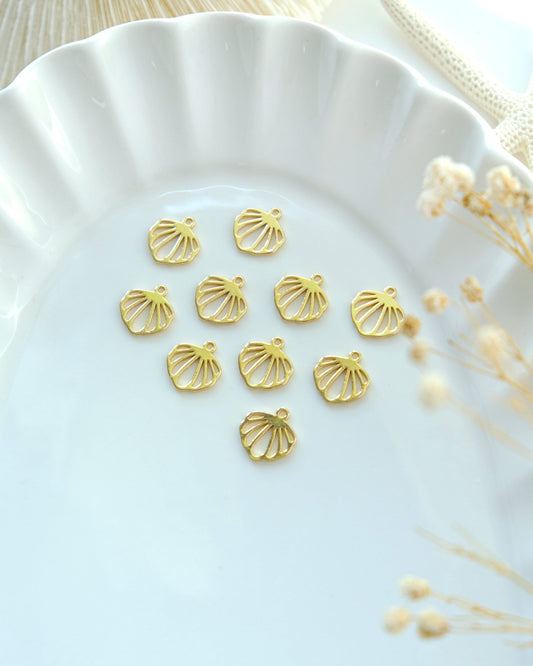 10pcs 14K Gold Plated Seashell Earring Charms | Brass Shell Charms | DIY Accessories for Jewelry Making