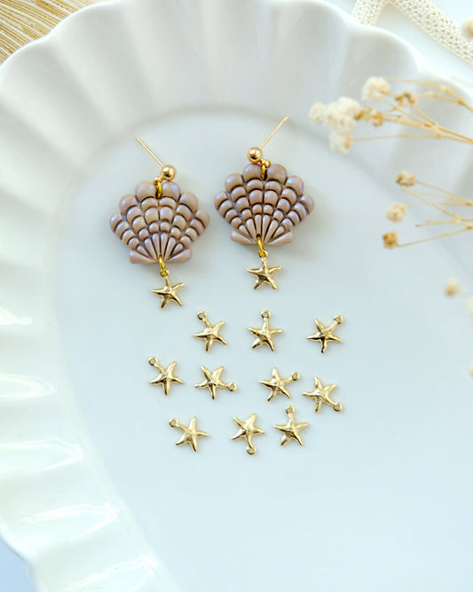 10pcs 14K Gold Plated Starfish Earring Charms | Nautical Charms | DIY Accessories for Jewelry Making