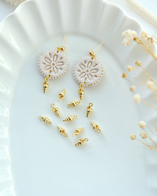 10pcs 14K Gold Plated Brass Earring Charms | Conch Charms | DIY Accessories for Jewelry Making
