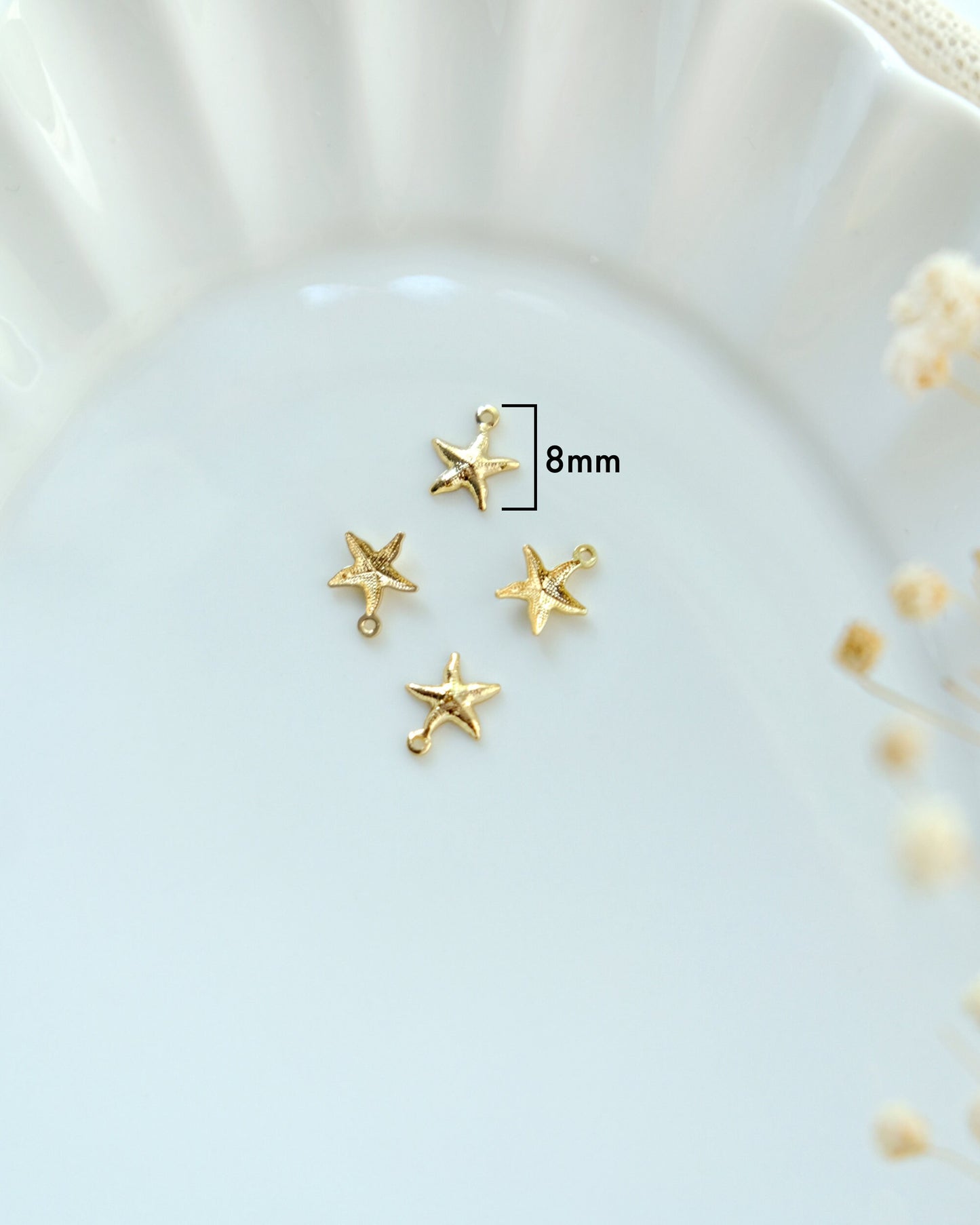 10pcs 14K Gold Plated Starfish Earring Charms | Nautical Charms | DIY Accessories for Jewelry Making