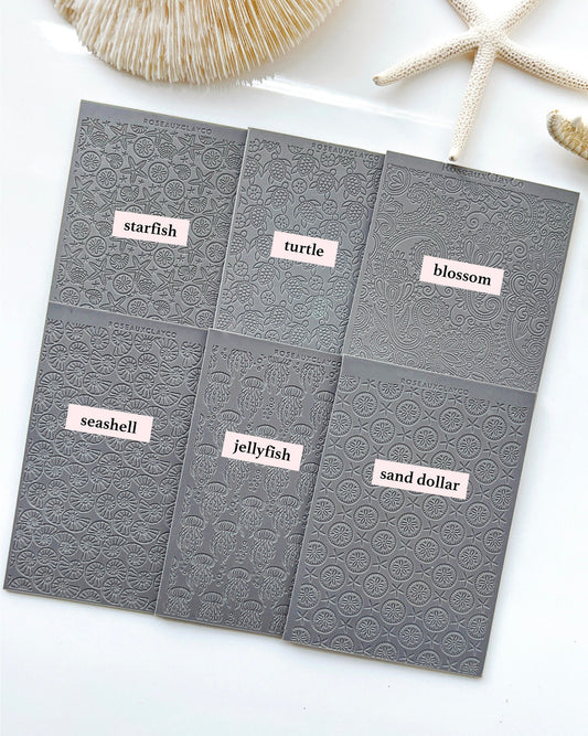 Ocean Beach Polymer Clay Texture Sheet for Earrings | Nautical Texture Mat for Polymer Clay Jewelry Making | Starfish Jellyfish Seashell