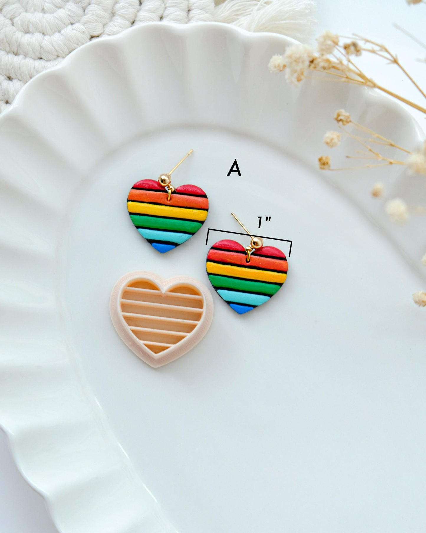 Rainbow Heart Polymer Clay Cutters | Pride Month Clay Earring Cutters for Jewelry Making