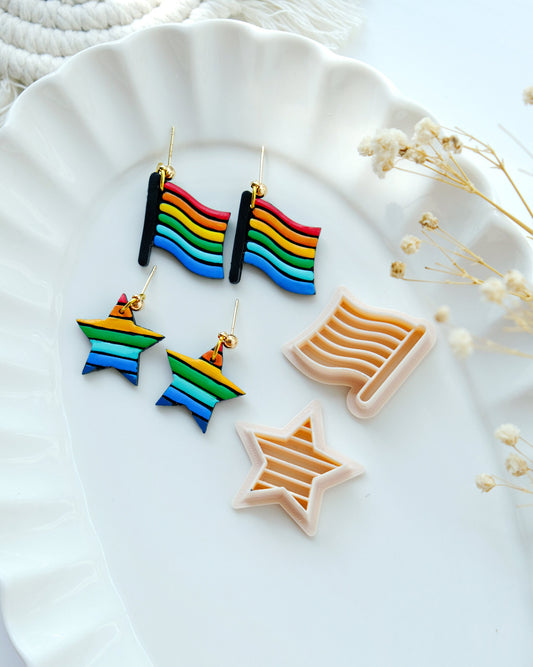 Rainbow Flag and Star Polymer Clay Cutters