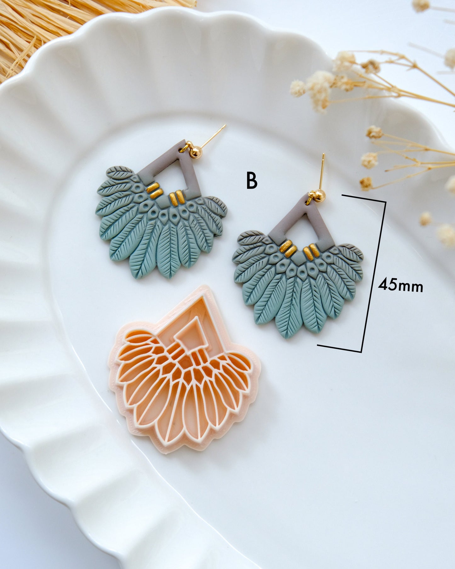 Boho Polymer Clay Cutters | Fall Feather Tribe Clay Earring Cutters for Jewelry Making