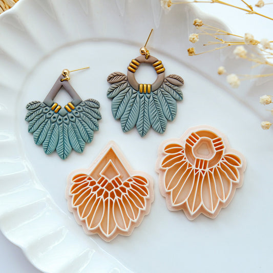 Boho Polymer Clay Cutters | Fall Feather Tribe Clay Earring Cutters for Jewelry Making