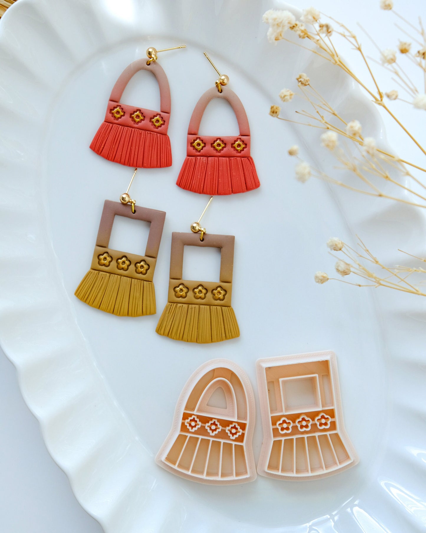 Macrame Polymer Clay Cutters | Fall Boho Clay Earring Cutters for Jewelry Making