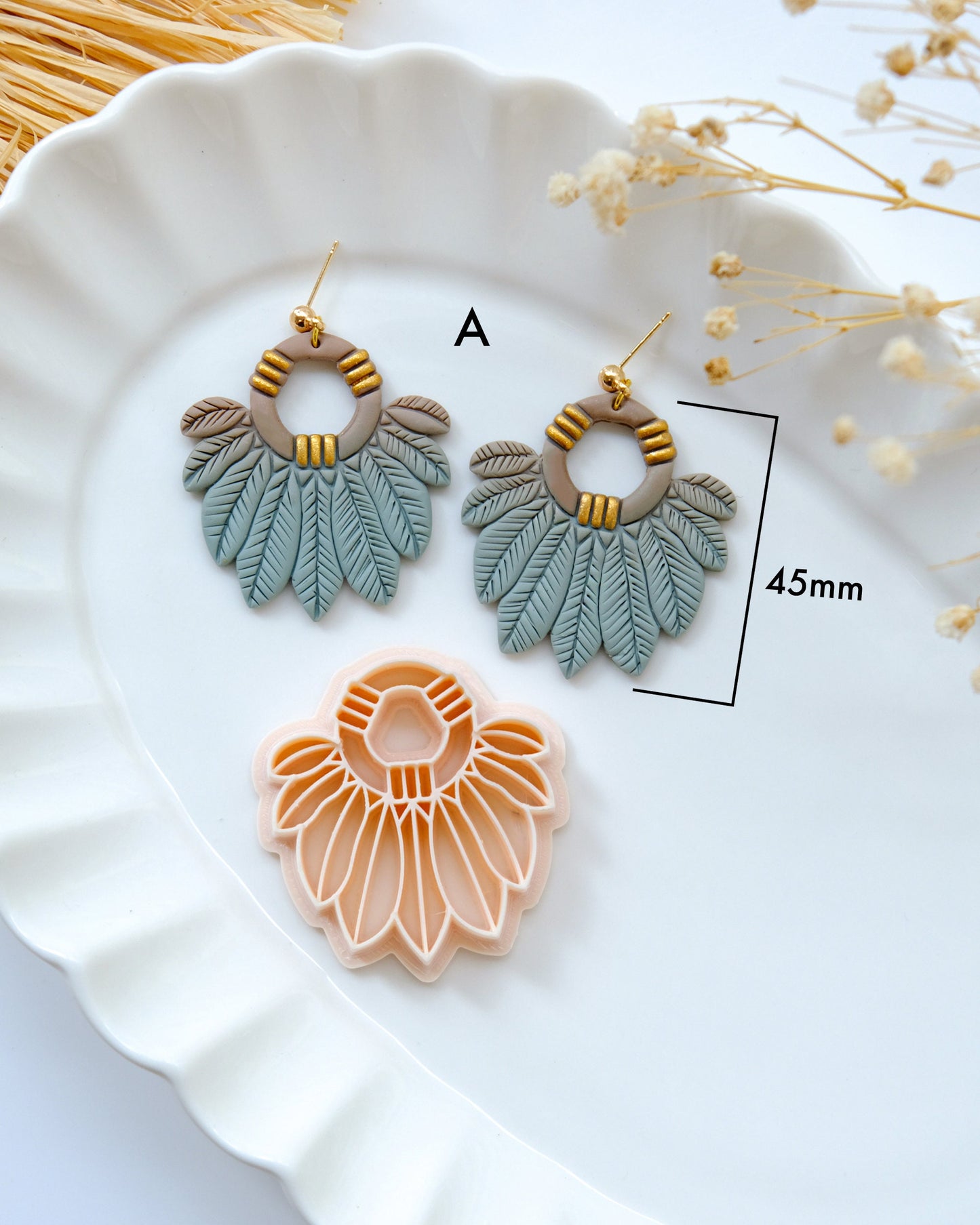 Boho Polymer Clay Cutters | Fall Feather Tribe Clay Earring Cutters for Jewelry Making