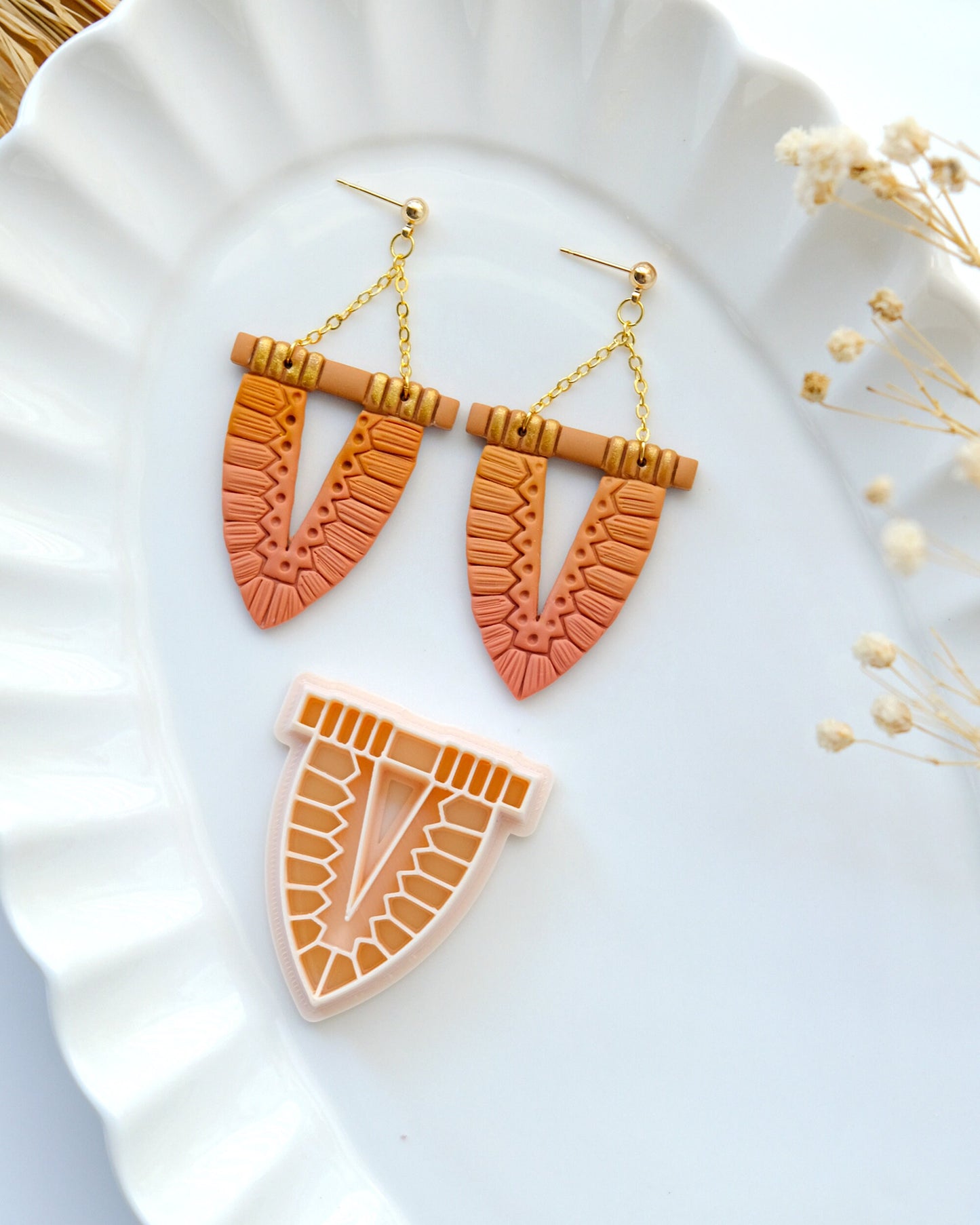 Macrame Feather Polymer Clay Cutters | Fall Boho Tribe Clay Earring Cutters for Jewelry Making