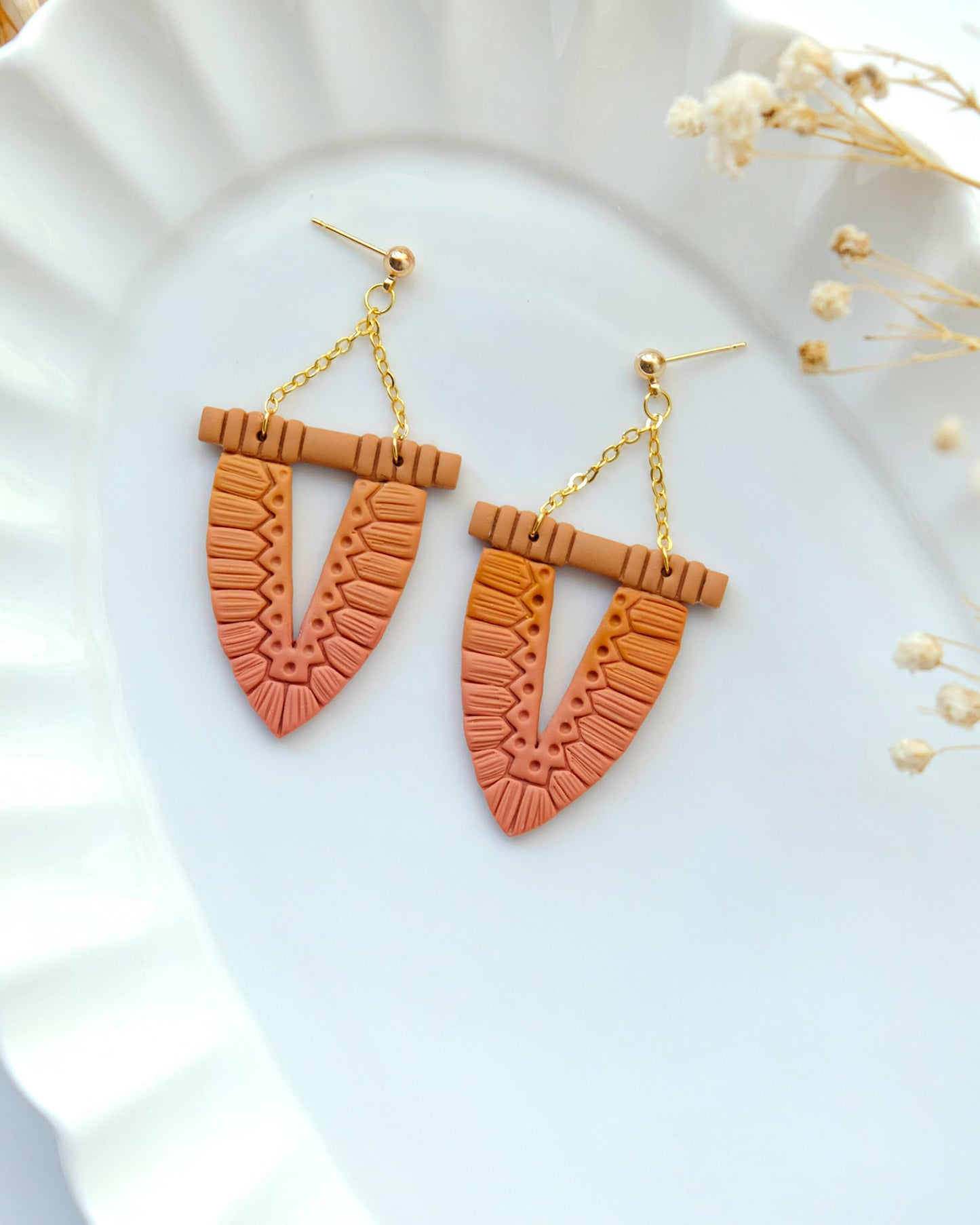 Macrame Feather Polymer Clay Cutters | Fall Boho Tribe Clay Earring Cutters for Jewelry Making