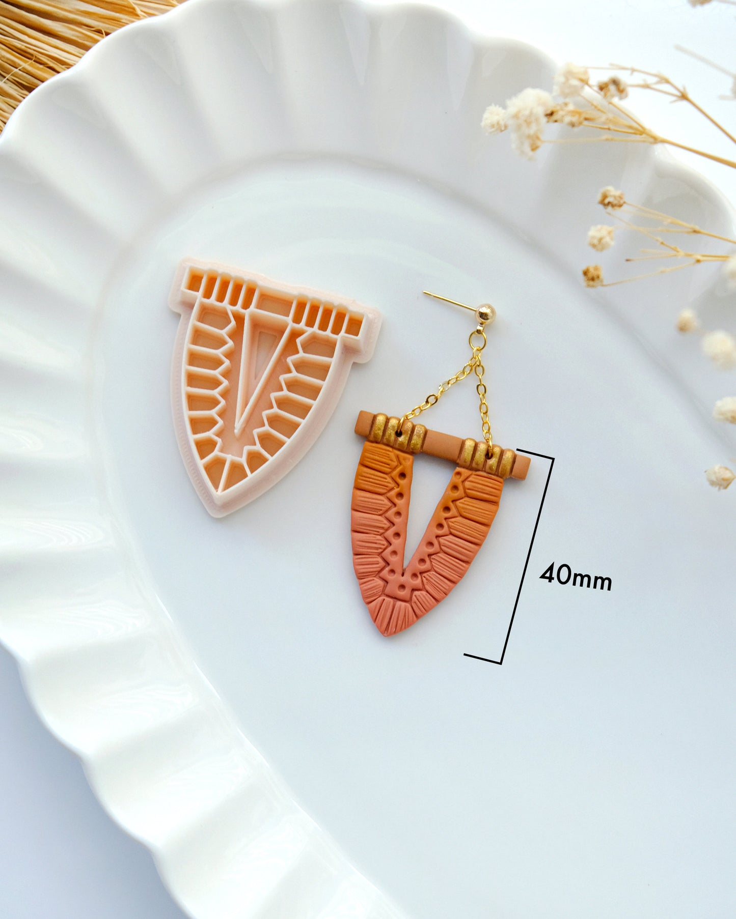 Macrame Feather Polymer Clay Cutters | Fall Boho Tribe Clay Earring Cutters for Jewelry Making