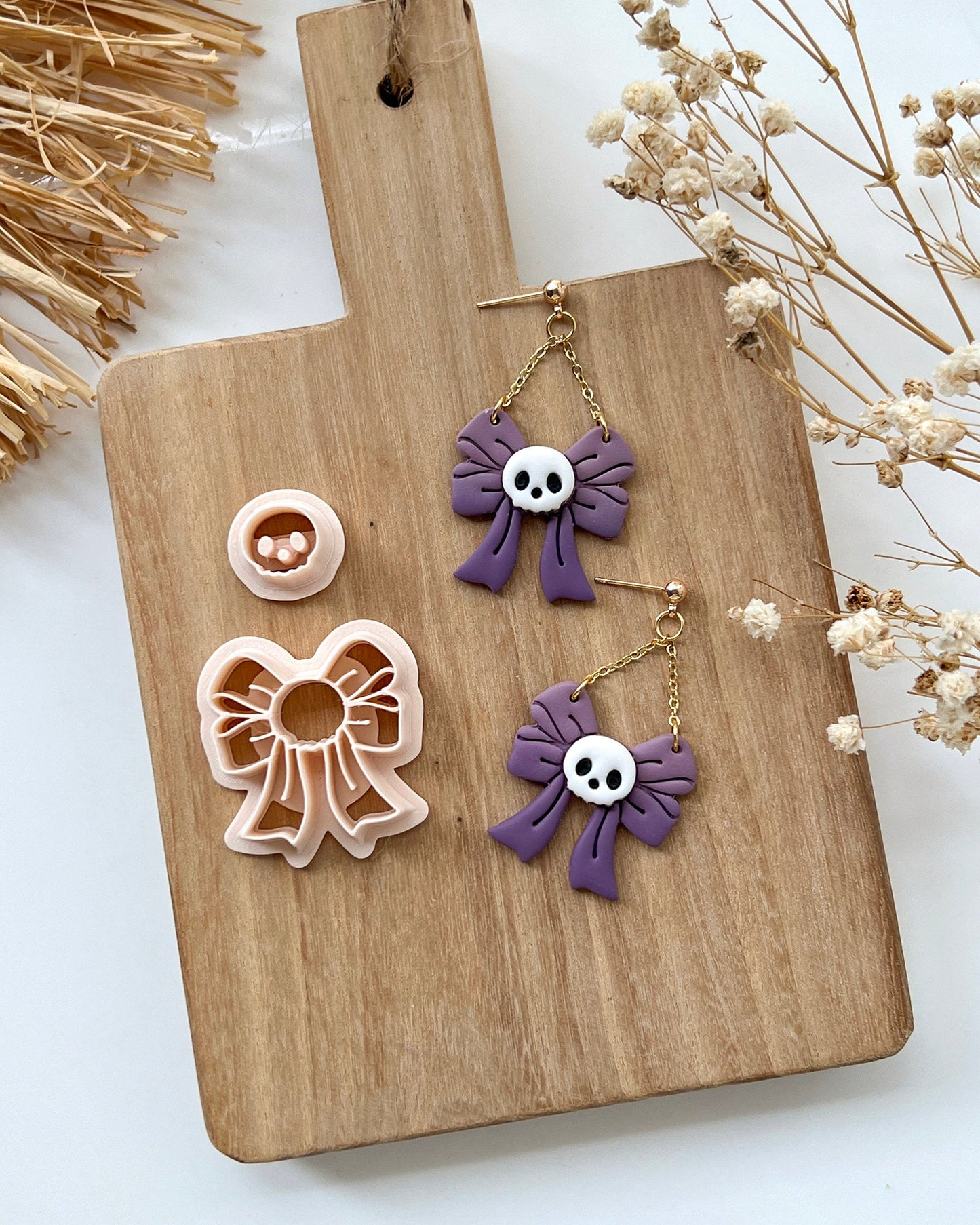 2024 Halloween Skull Bow Polymer Clay Cutters | Fall Halloween Clay Earring Cutters for Jewelry Making