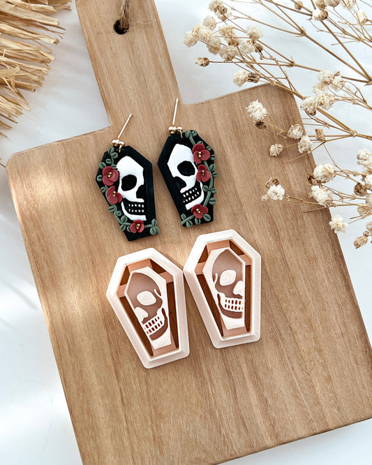 2024 Skull Coffin Polymer Clay Cutters | Fall Halloween Clay Earring Cutters for Jewelry Making