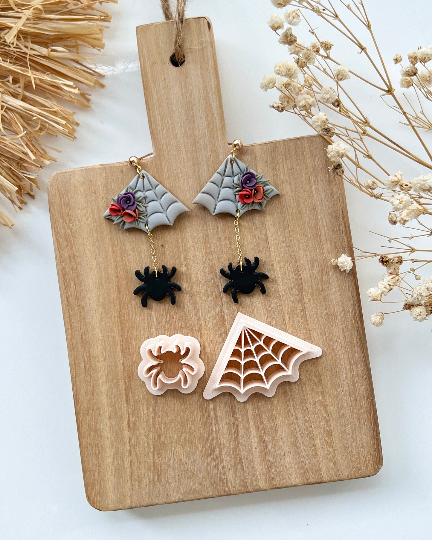 2024 Spider and Web Polymer Clay Cutters | Halloween Clay Earring Cutters for Jewelry Making