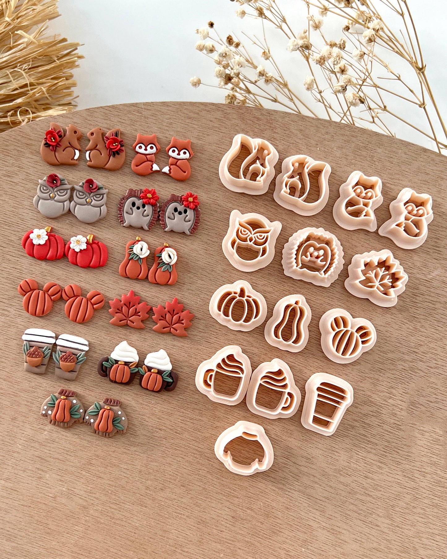 2024 Fall Stud Polymer Clay Cutters | Autumn Pumpkin Halloween Clay Earring Cutters for Jewelry Making