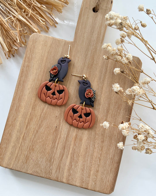 2024 Halloween Polymer Clay Cutters | Crows and Pumpkin Clay Earring Cutters for Jewelry Making