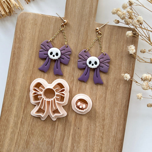 2024 Halloween Skull Bow Polymer Clay Cutters | Fall Halloween Clay Earring Cutters for Jewelry Making