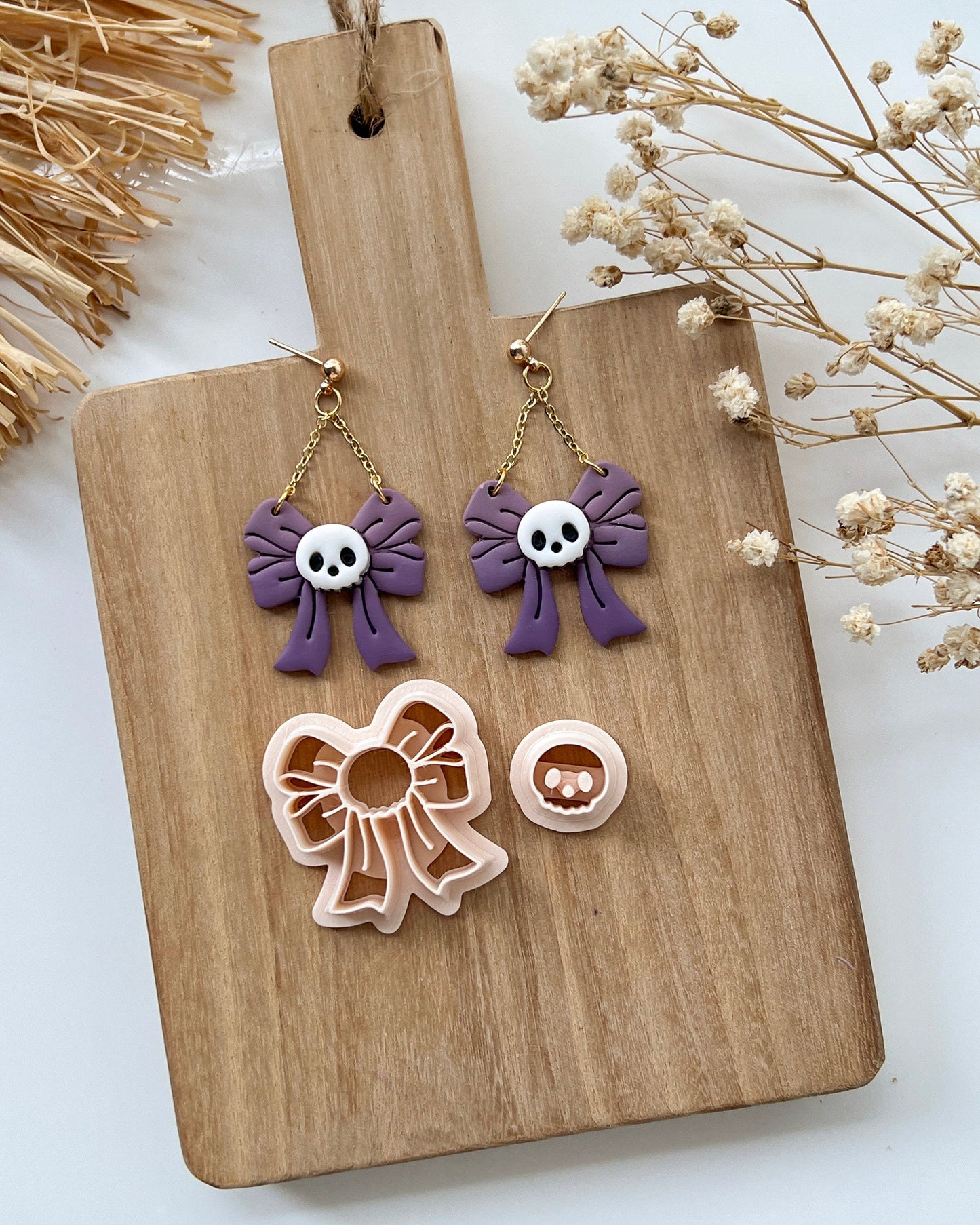 2024 Halloween Skull Bow Polymer Clay Cutters | Fall Halloween Clay Earring Cutters for Jewelry Making