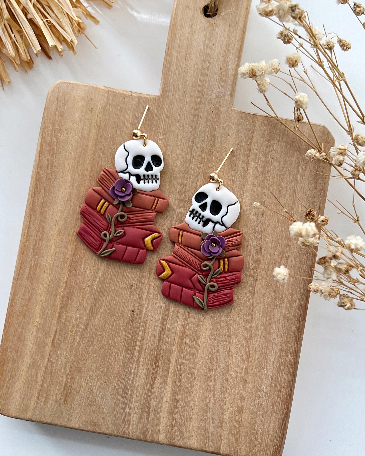 2024 Halloween Polymer Clay Cutters | Fall Skull Book Stack Clay Earring Cutter & Tools | Book Lover | Bookish Clay Cutter