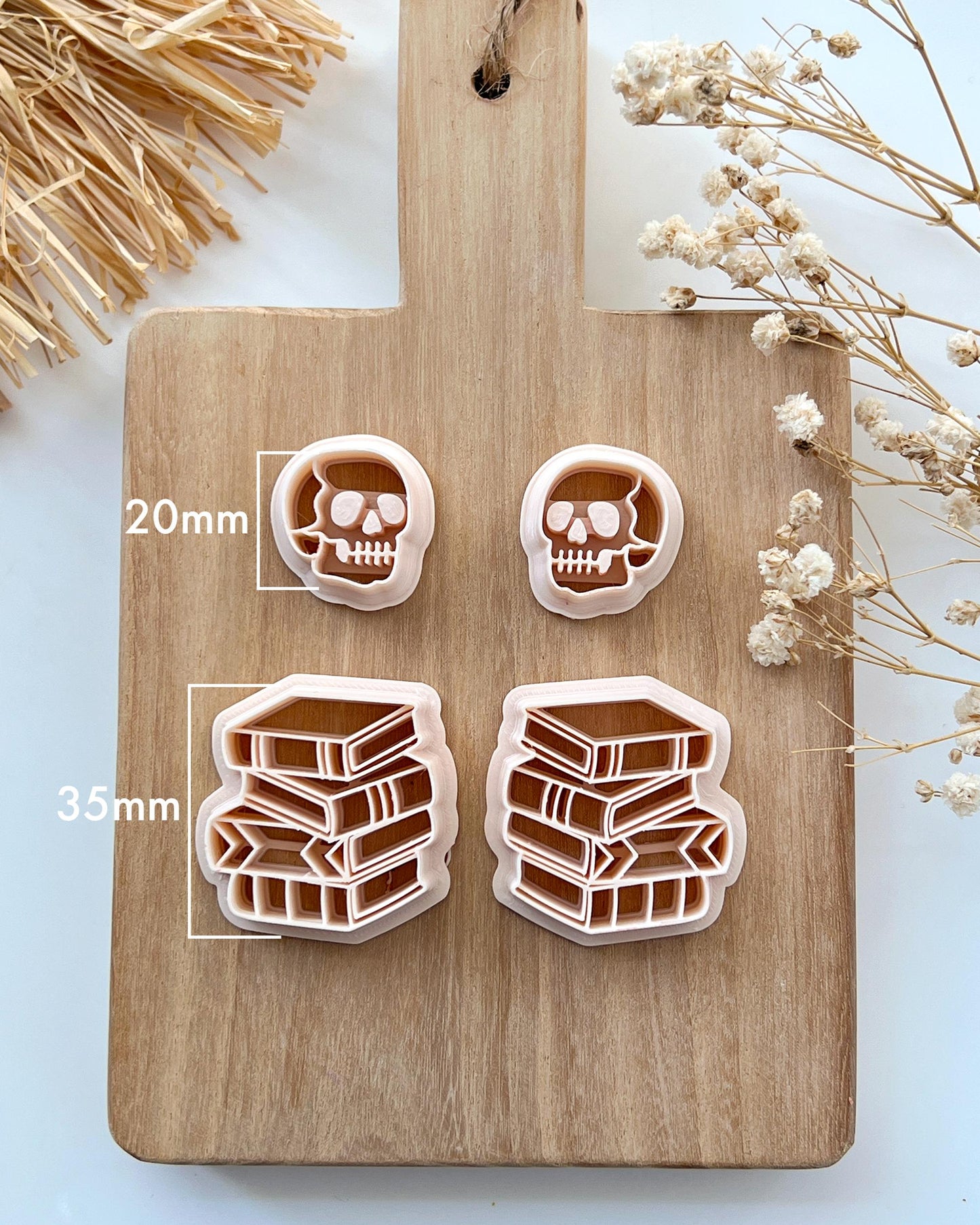 2024 Halloween Polymer Clay Cutters | Fall Skull Book Stack Clay Earring Cutter & Tools | Book Lover | Bookish Clay Cutter