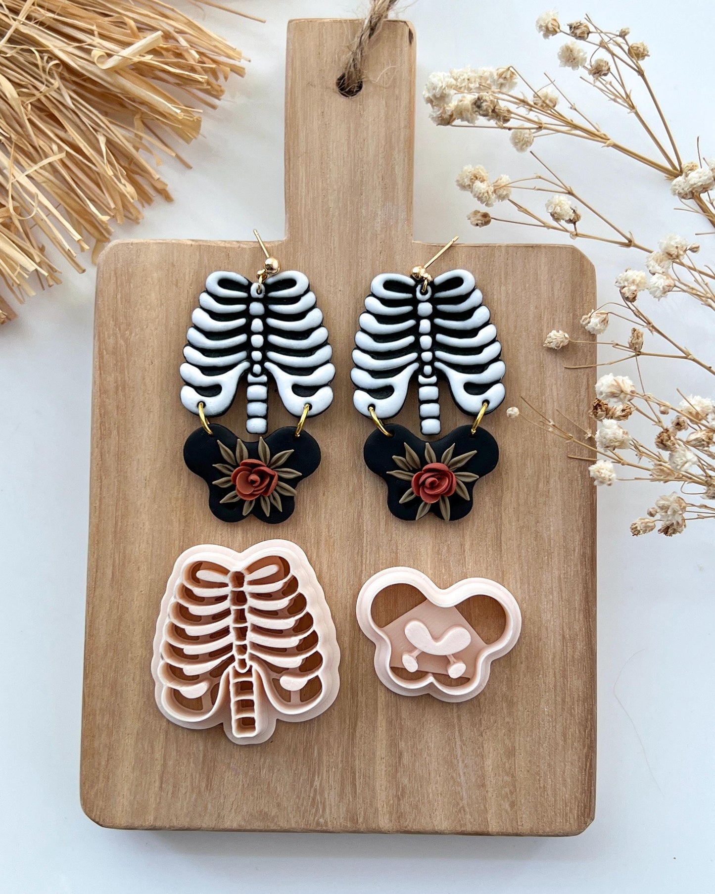 2024 Halloween Polymer Clay Cutters | Skeleton Bones Clay Earring Cutters & Tools | Rib Cage | Pelvis