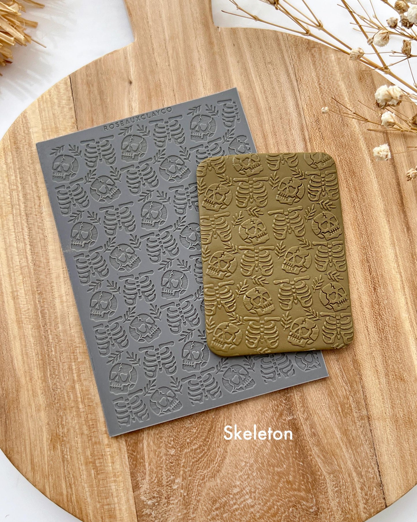 2024 Fall Halloween Polymer Clay Texture Sheet | Clay Earring Texture Mat | Texture Sheet for Jewelry Making | Pumpkin | Leaves | Skeleton