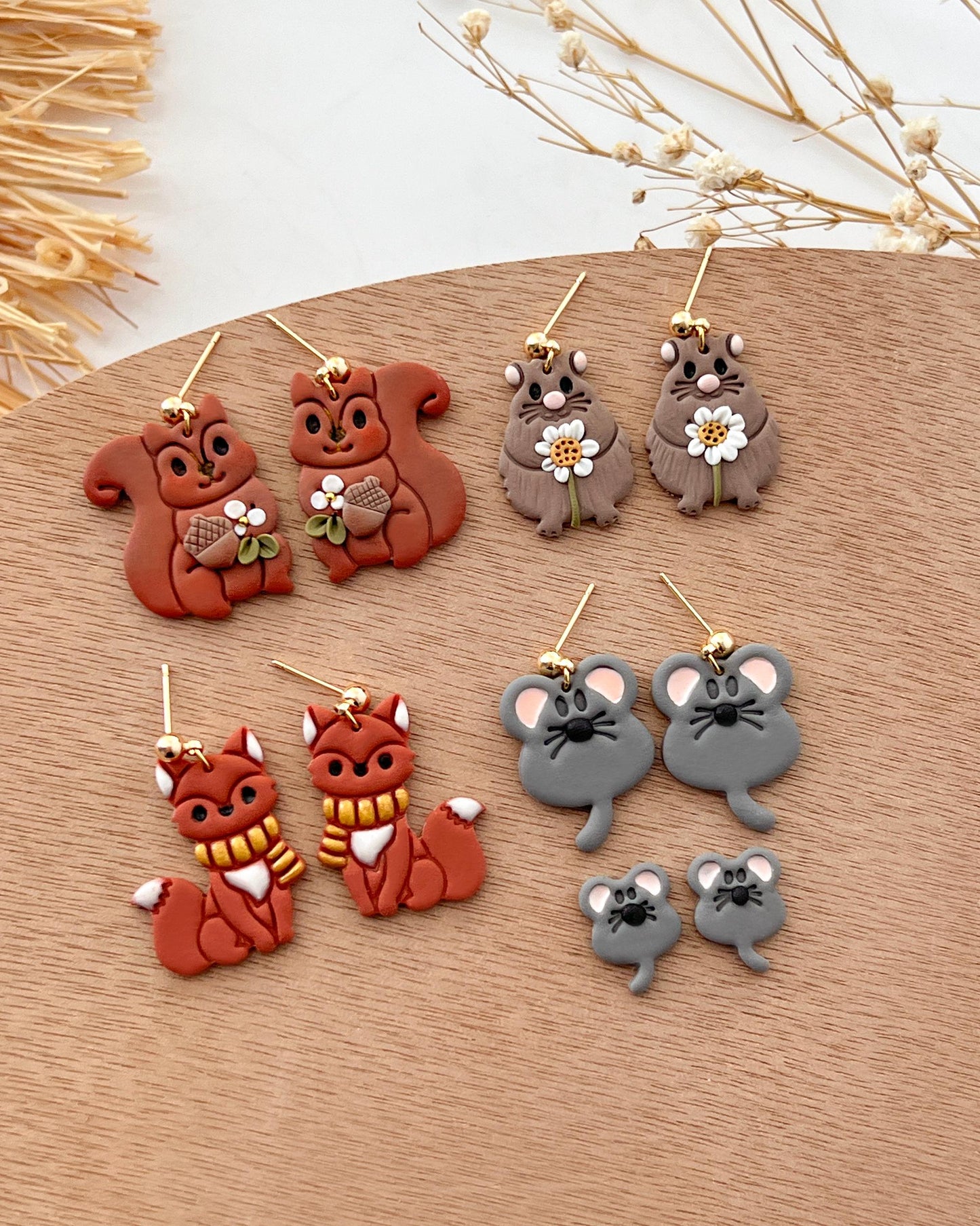 Animal Polymer Clay Cutters | Clay Earring Cutter for Jewelry Making | Hamster | Fox | Squirrel | Mouse Earrings Tools