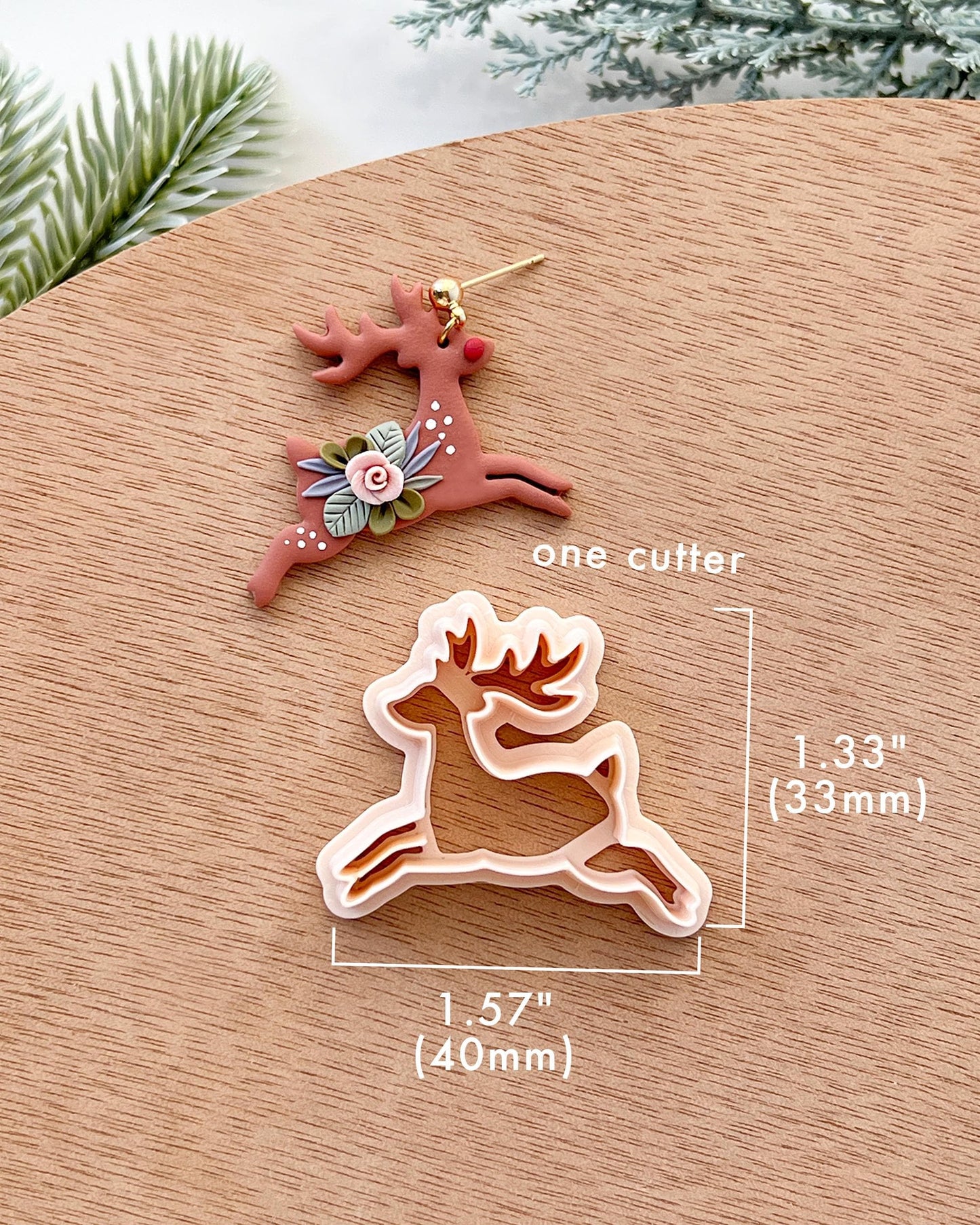 Winter Christmas Polymer Clay Cutters | Reindeer Santa Clay Earring Cutters Set for Jewelry Making