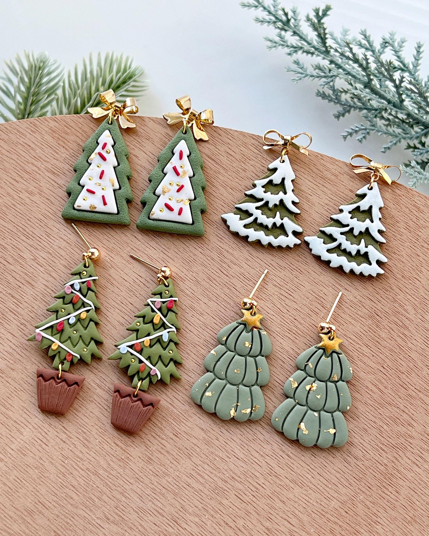 Winter Christmas Polymer Clay Cutters | Christmas Tree Clay Earring Cutters for Jewelry Making