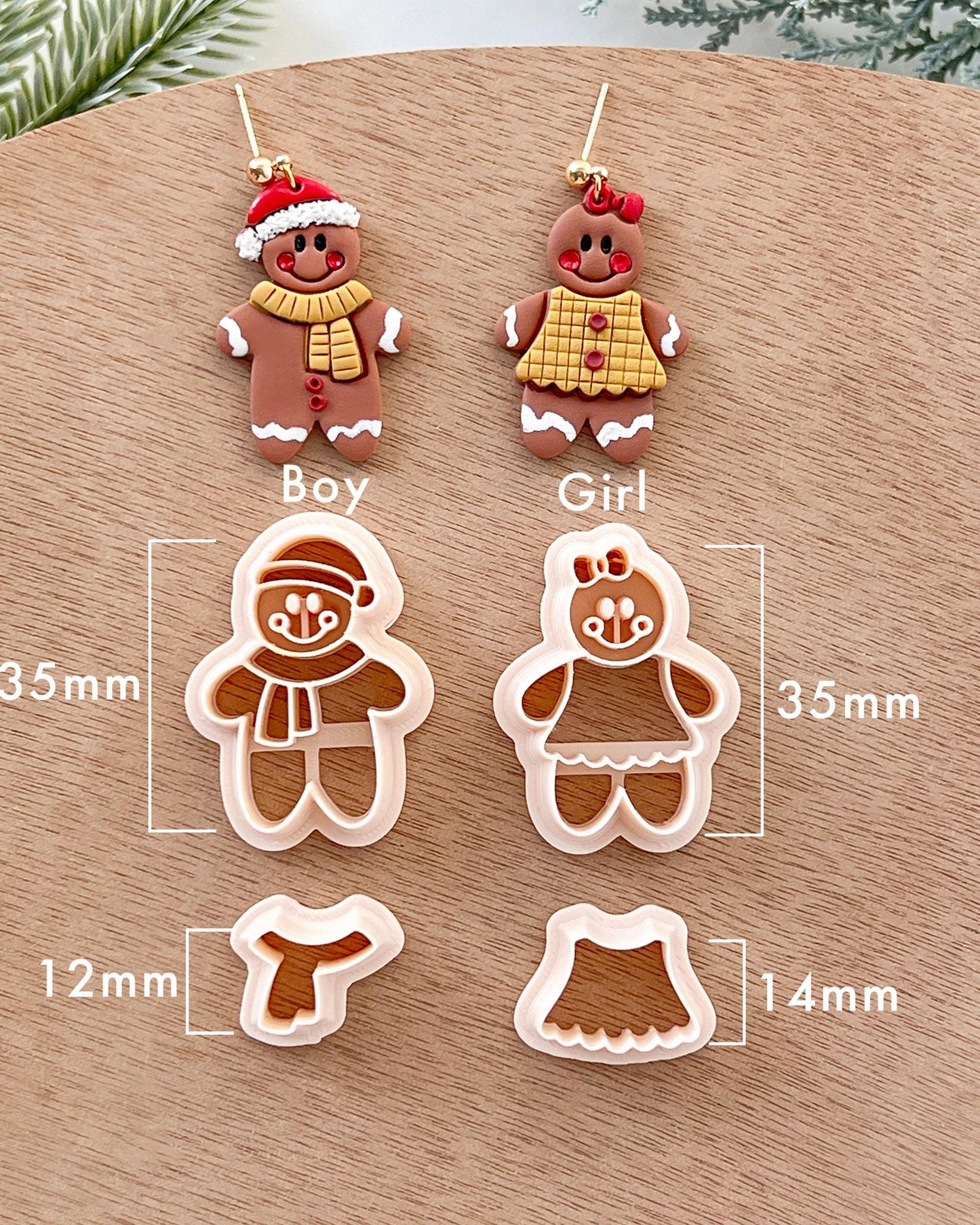 Winter Christmas Polymer Clay Cutters | Gingerbread Clay Earring Cutters Set for Jewelry Making | Cookie Man Earring Tools