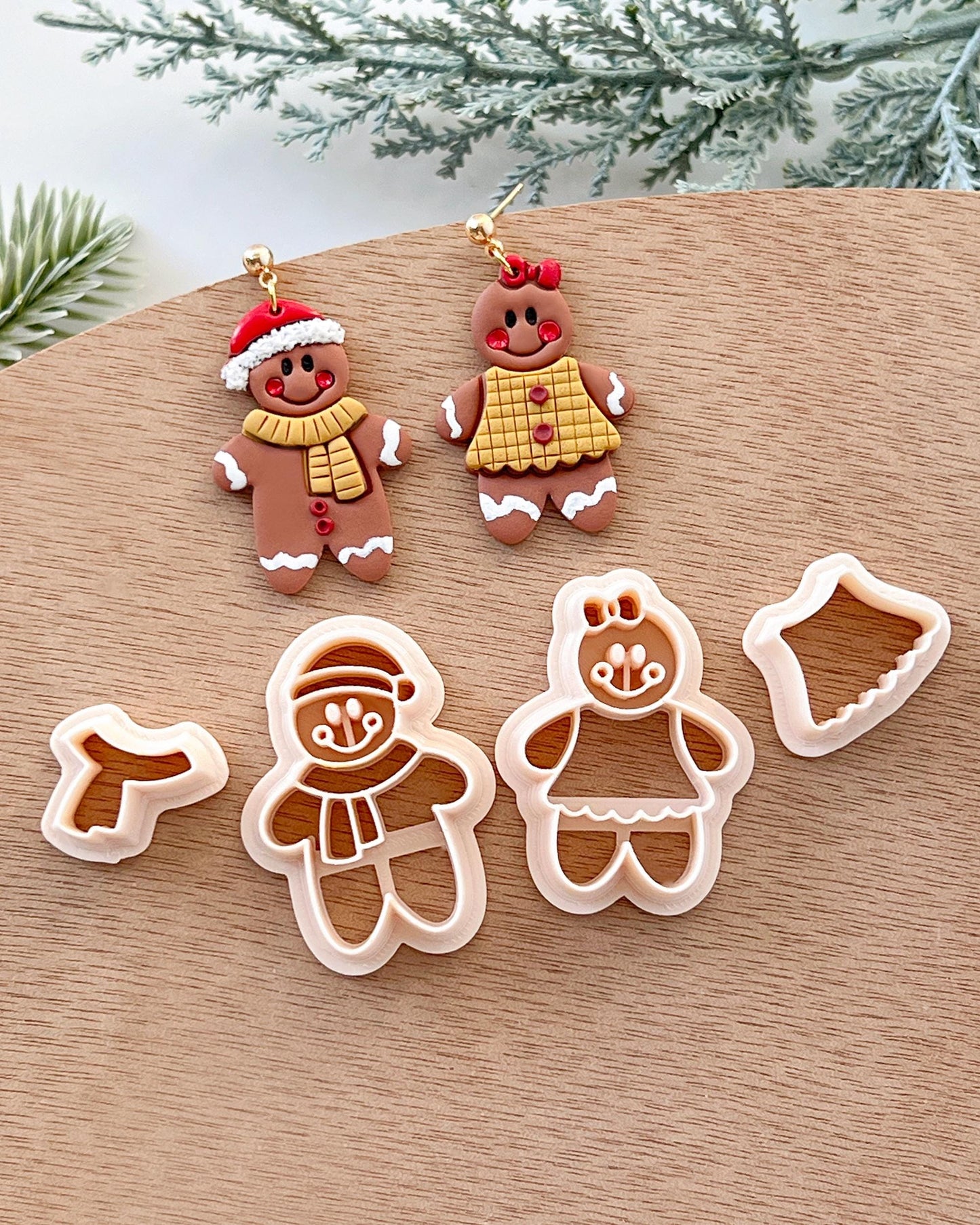 Winter Christmas Polymer Clay Cutters | Gingerbread Clay Earring Cutters Set for Jewelry Making | Cookie Man Earring Tools