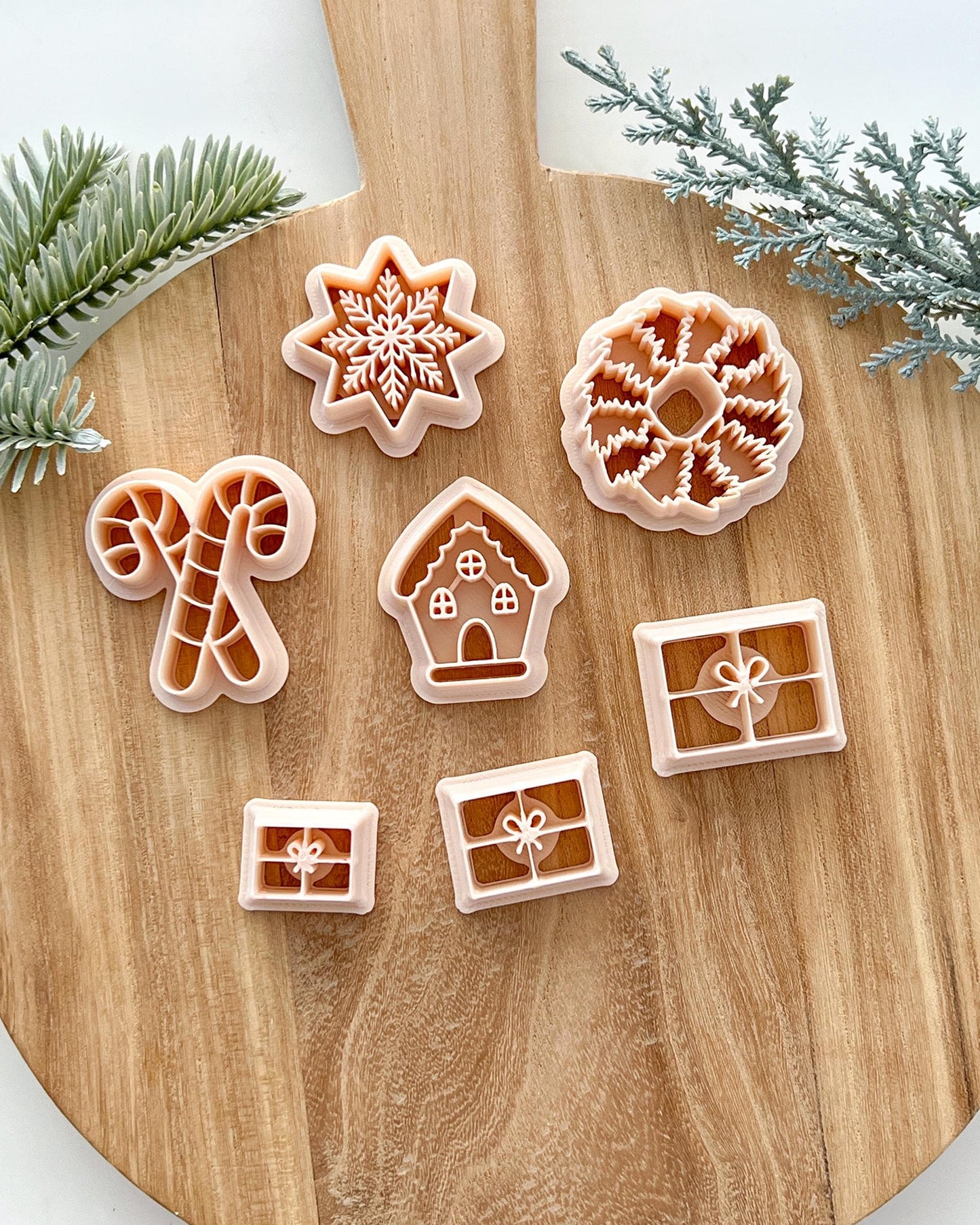 Winter Christmas Polymer Clay Cutters | Wreath Candy Cane & Snowflake Clay Earring Cutters Set for Jewelry Making