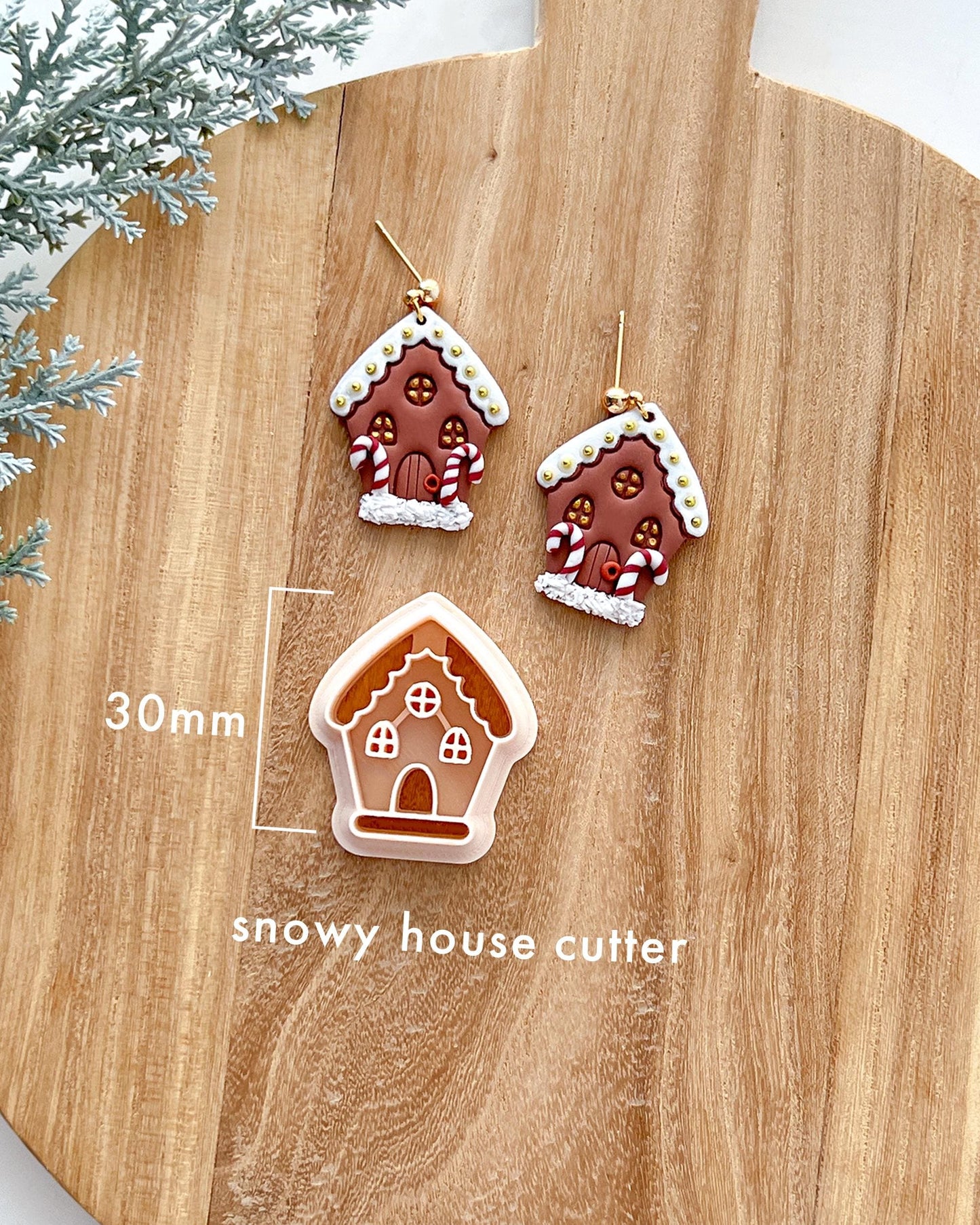 Winter Christmas Polymer Clay Cutters | Wreath Candy Cane & Snowflake Clay Earring Cutters Set for Jewelry Making